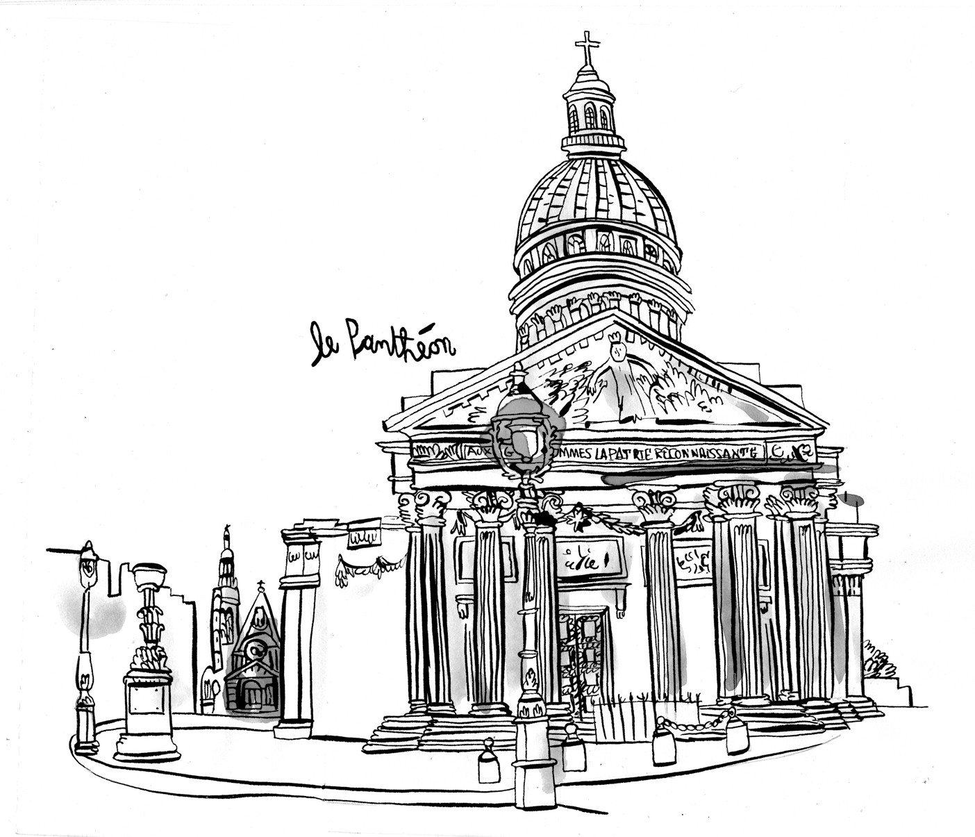 Dessin du Panthéon Luxembourg Guillaume Reynard Varenne